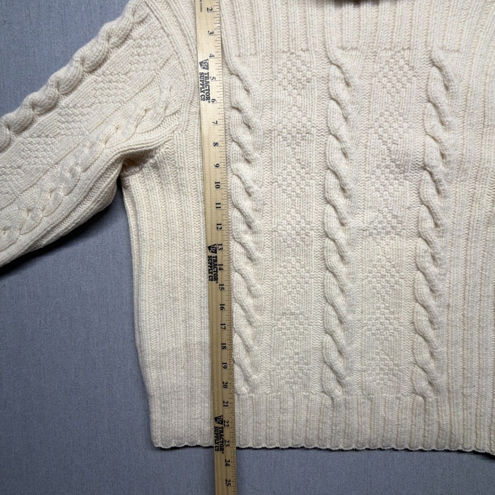 Vintage Polo Ralph Lauren Sweater Men Medium Lambswool Hand Knit Fisherman Cable - Picture 3 of 7
